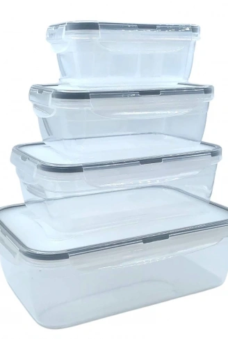 4'lü İç İçe Sızdırmaz Contalı Kilitli Kapaklı Plastik Erzak Saklama Kapları LC315 (4940)