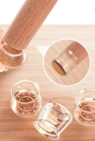 4'lü Keçeli Şeffaf Silikon Sandalye Ayak Koruyucu Seti (4940)