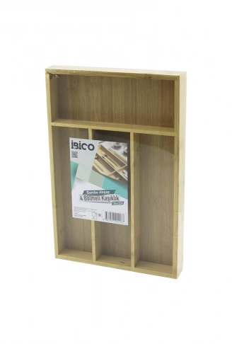 4 BÖLMELİ AHŞAP BAMBU KAŞIKLIK  24X33CM (4940)