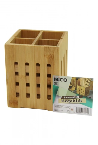 4 BÖLMELİ  BÜYÜK - PENCERELİ  KARE=11X11CM  AHŞAP BAMBU KAŞIKLIK ORGANİZER (4940)