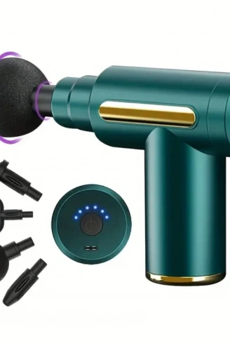 4 Masaj Başlıklı Titreşim, Şarj Edilebilir Küçük Masaj Aleti,Masaj Tabancası (4940)