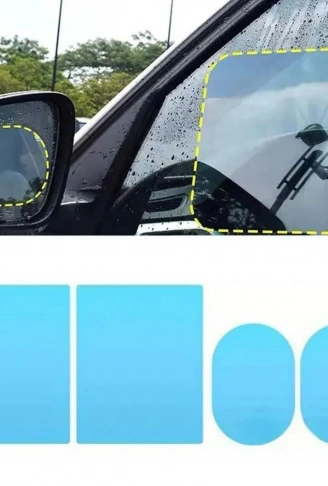 4 Parça Yan Aynalar ve Yan Camlar İçin Araç Ayna Yağmur Kaydırıcı ve Cam Buğu Önleyici Film Seti (4940)