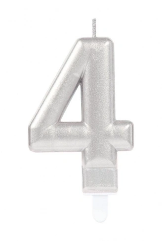 4 Rakam Mum Gümüş Renk (4940)