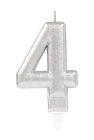 4 Rakam Mum Gümüş Renk (4940)