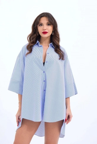 4328 GÖMLEK-MAVİ BEYAZ ÇİZGİLİ