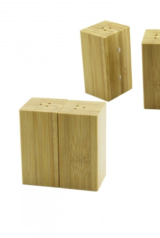 4.5X5CM--Y:9CM   2PCS   MIKNATISLI İKİZ   AHŞAP BAMBU  BAHARATLIK - TUZLUK (4940)