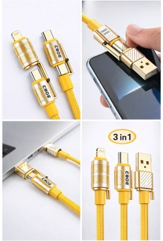 4in1 Hızlı Şarj Ve Data Kablosu Type-c / Lightning / Micro Usb PL-8631 (4940)