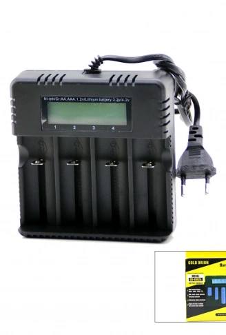 4LÜ PİL ŞARJ ALETİ 3000mA 4.2V FİŞLİ=AC 100-240V ETC - 26650 - 18650 - 16340 (4940)