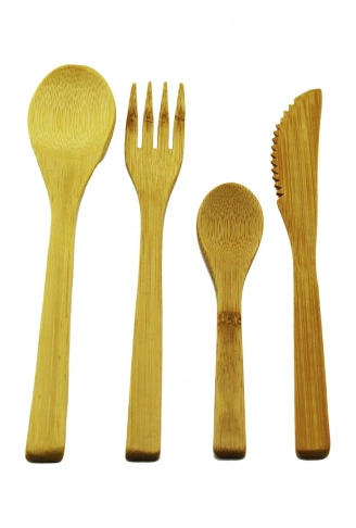 4PCS  AHŞAP BAMBU MUTFAK SETİ  2 KAŞIK - ÇATAL - BIÇAK (4940)