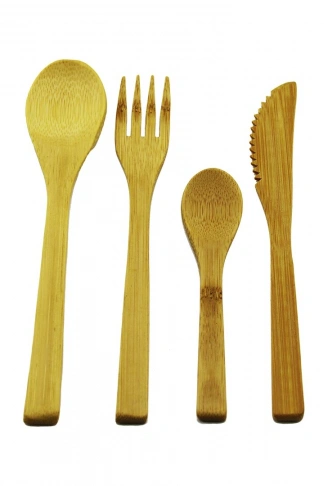 4PCS  AHŞAP BAMBU MUTFAK SETİ  2 KAŞIK - ÇATAL - BIÇAK (4940)