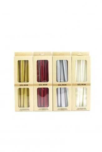 4PCS CANDLE METALİK RENKLER ŞAMDAN MUM 25CM (4940)