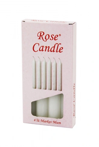 4PCS - KALIN   ÇAP=2CM - UZUNLUK=15CM     BEYAZ KLASİK  MARKET MUM (4940)