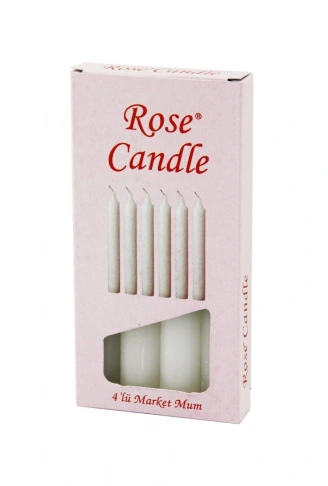 4PCS - KALIN   ÇAP=2CM - UZUNLUK=15CM     BEYAZ KLASİK  MARKET MUM (4940)