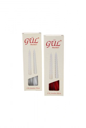 4PCS ŞAMDAN - BURGULU MUM BEYAZ - RENKLİ 17CM (4940)