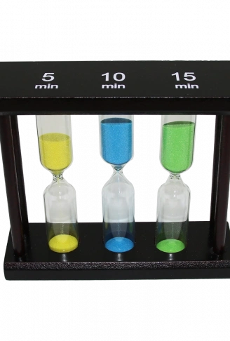 5-10-15 DK 3LÜ CAM KUM SAATİ AHŞAP STANDLI (4940)