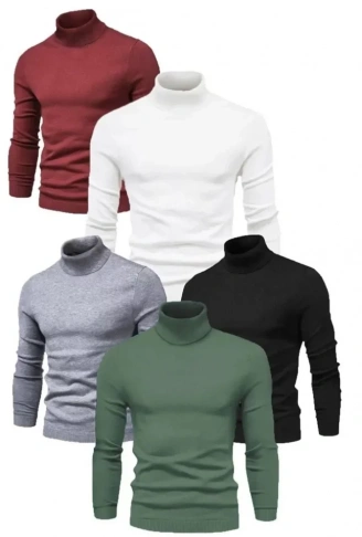 5 Adet Unisex Kaşkorse Boğazlı Full Likralı Fitilli Body Kazak