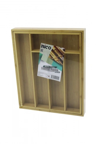 5 BÖLMELİ AHŞAP BAMBU KAŞIKLIK  30X34CM (4940)