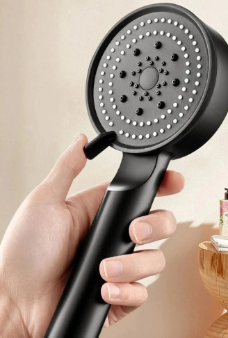 5 Fonksiyonlu Yüksek Basınçlı Ayarlanabilir Siyah Duş Başlığı (4940)