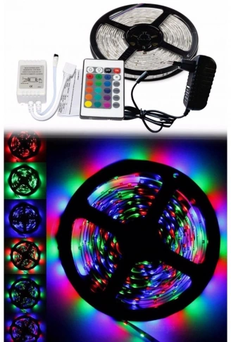 5 Metre Rgb Şerit Led Seti-İç ve Dış Mekan Silikonlu-Tak Çalıştır (4940)