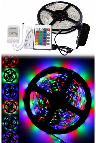 5 Metre Rgb Şerit Led Seti-İç ve Dış Mekan Silikonlu-Tak Çalıştır (4940)