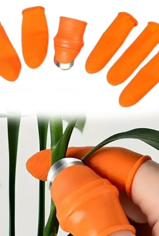 5 Parça Pratik Parmak Koruyucu 1 Parça Baş Parmak Bıçaklı Eldiven Sebze Meyve Soyucu Kesme Ayıklayıcı Silikon Set (4940)