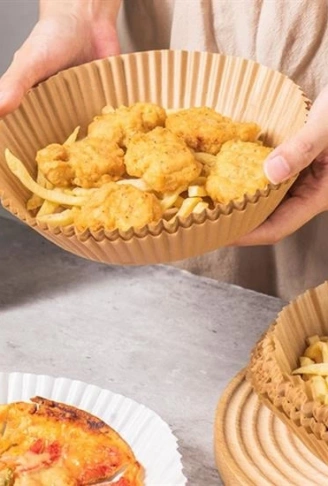 50 Adet Air Fryer Pişirme Kağıdı Tek Kullanımlık Yağ Geçirmez Yuvarlak Tabak Model PVC (4940)