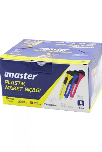 50 ADET FALÇATA MAKET BIÇAK PLASTİK 18MM OTOMATİK KİLİT - AYARLANABİLİR KLİPS FM-1006 (4940)