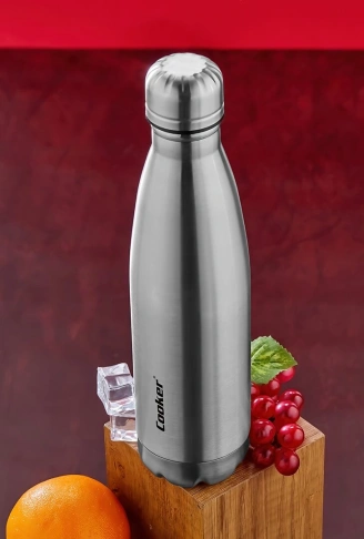 500ML KROM ŞİŞE TERMOS PASLANMAZ ÇELİK - KAYDIRMAZ TPR TABAN (4940)