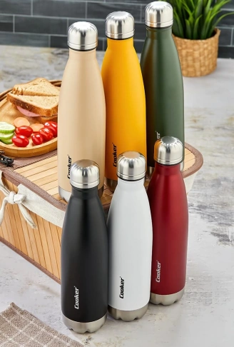 500ML RENKLİ ŞİŞE TERMOS PASLANMAZ ÇELİK - KAYDIRMAZ TPR TABAN (4940)