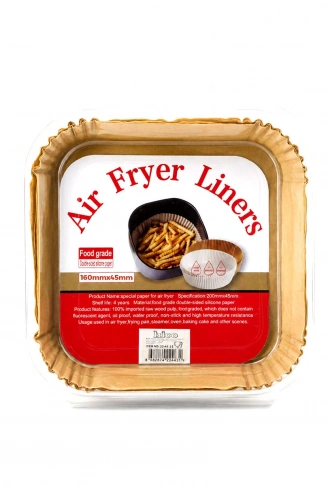 50PCS KARE TABAN: 16CM - KENAR: 4.5CM AİR FRYER PİŞİRME KALIP KAĞIT (4940)