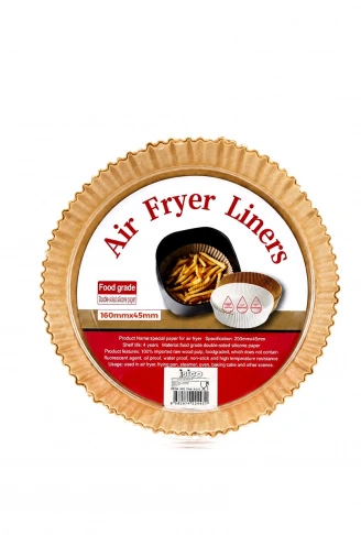 50PCS YUVARLAK TABAN: 16CM - KENAR: 4.5CM AİR FRYER PİŞİRME KALIP KAĞIT (4940)