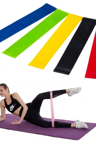 5li Egzersiz Direnç Bant Seti Pilates Crossfit Ekipmanları (4940)