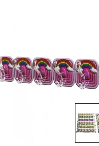 5PCS TEKLİ - ÇOKLU KULLANIM  MİKA KRİSTAL KOLLU  RESİMLİ YAPIŞKANLI  ASKI (4940)