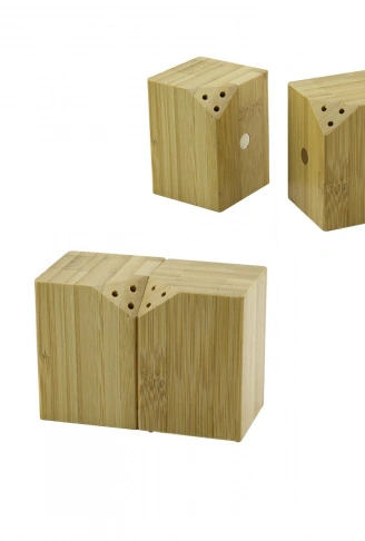 5X5CM--Y:7CM   2PCS   MIKNATISLI İKİZ   AHŞAP BAMBU  BAHARATLIK - TUZLUK (4940)