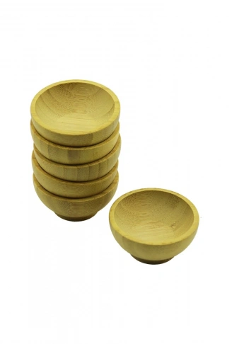 6 ADET MİNİ AHŞAP BAMBU LOKUMLUK - ÇEREZLİK KASE DERİNLİK: 1.5CM  - ÇAP: 6.2CM (4940)