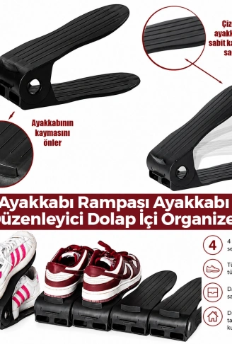 6 ADET SİYAH PLASTİK AYAKKABI RAMPASI 12X25CM (4940)