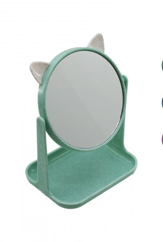 6 İNÇ  - 15CM YUVARLAK KULAKLI MAKYAJ AYNASI RENKLİ PLASTİK TAKILIK SEPETLİ=12X15.5CM (4940)