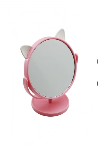 6 İNÇ  - 15CM - YUVARLAK KULAKLI RENKLİ PLASTİK MAKYAJ AYNASI AYAKLI (4940)