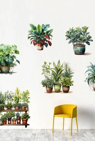 6 li Sticker Saksılı Çiçek Modelleri (4940)