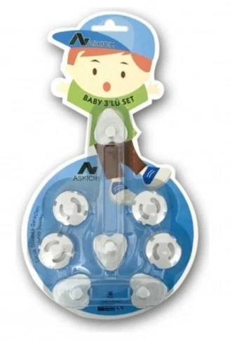 6 Parça Çocuk Güvenlik 3'lü Seti-2 Boy Çekmece,Dolap Kilidi ve 4 Adet Priz İçi Güvenlik Düğmesi (4940)