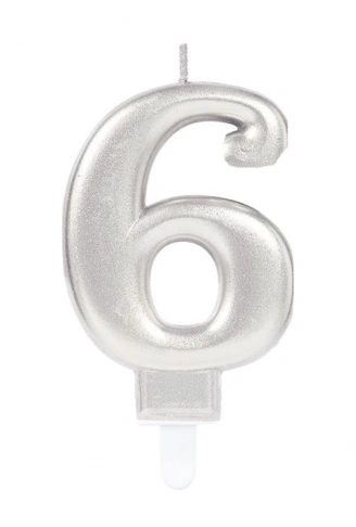 6 Rakam Mum Gümüş Renk (4940)