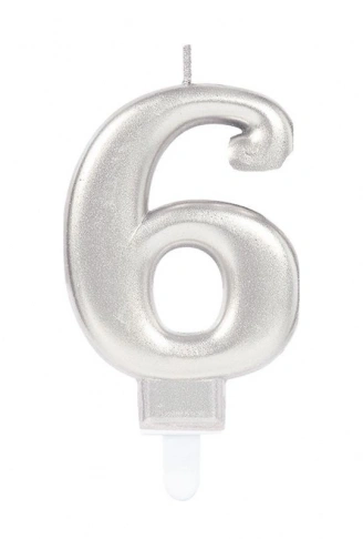 6 Rakam Mum Gümüş Renk (4940)