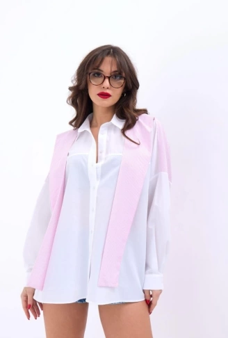 6749 GÖMLEK-PEMBE ÇİZGİLİ