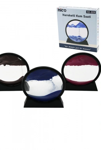 7 İNÇ - 17.5CM RENKLİ SULU CAM KUM SAATİ HAREKETLİ AYNA MODELİ (4940)