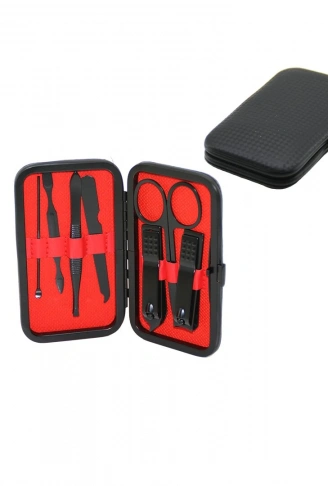 7 PCS - SİYAH MANİKÜR - PEDİKÜR SETİ SİYAH CÜZDAN MODELİ ÇANTALI (4940)