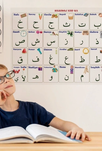 70x100 cm Statik Kağıt Elif-Ba Öğrenme Tahtası (4940)