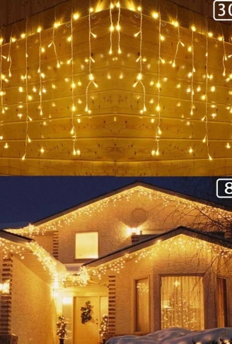 8 Fonksiyonlu 16 Saçaklı Perde Led 3 x 1 (Günışığı) (4940)