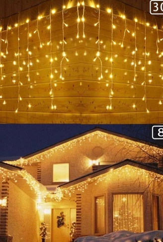 8 Fonksiyonlu 16 Saçaklı Perde Led 3 x 1 (Günışığı) (4940)