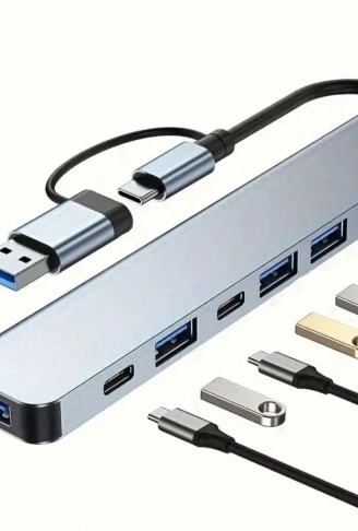 8 in 1 Usb Çevirici Notebook Macbook Type-C Uyumlu Görüntü Aktarıcı Hub (4940)