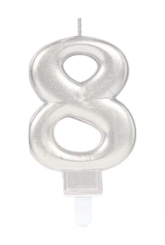 8 Rakam Mum Gümüş Renk (4940)